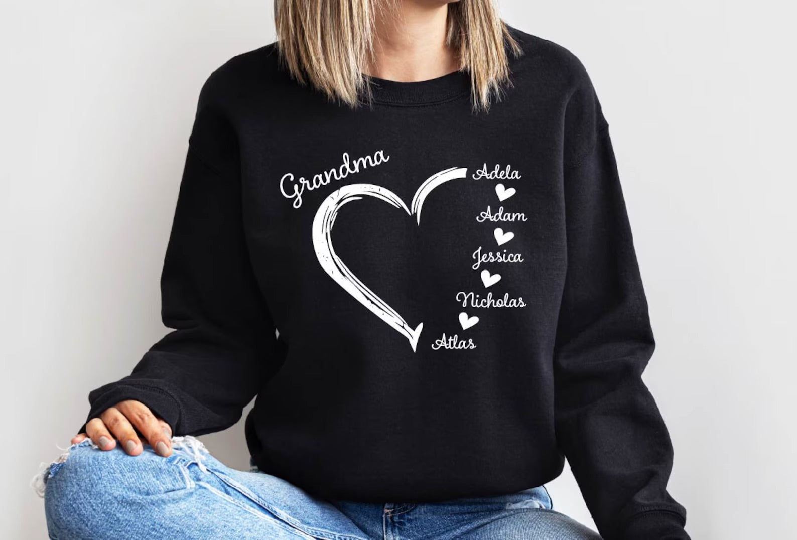 Custom Grandma Sweatshirt, Grandma Heart Sweat