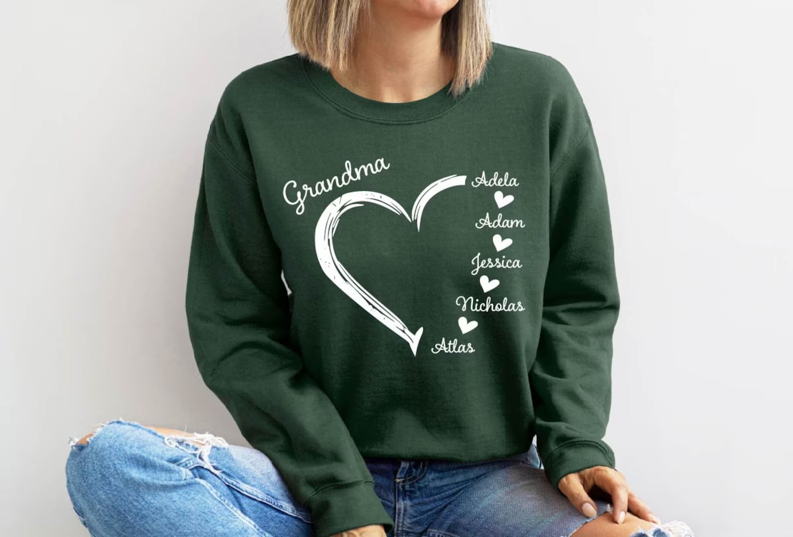 Custom Grandma Sweatshirt, Grandma Heart Sweat