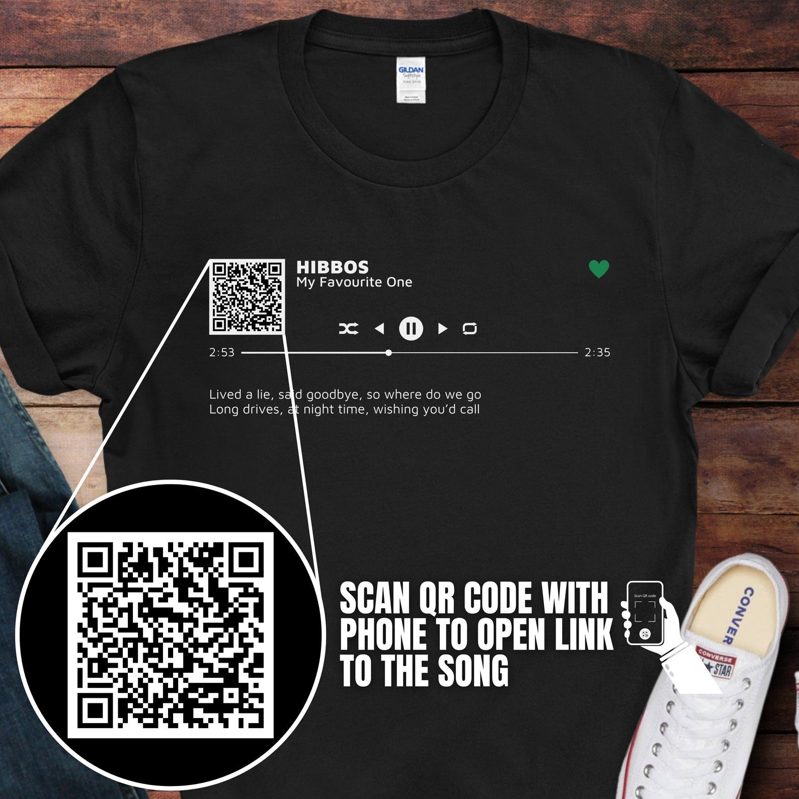 Custom Song Shirt with QR Code | Personalized Lyrics