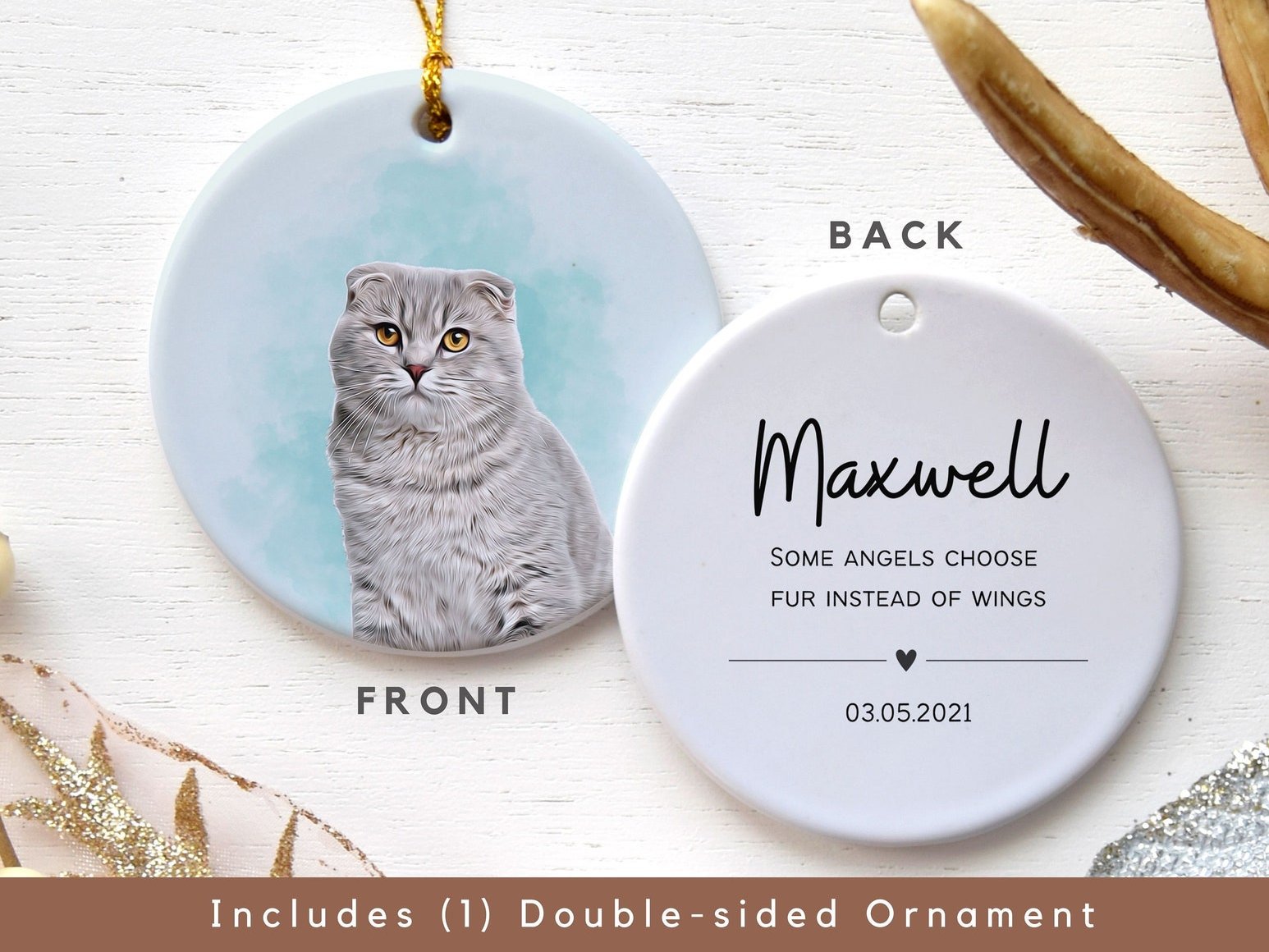 Personalized Pet Watercolor Ornament | Christmas Gift