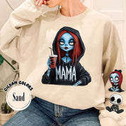 Nightmare Before Christmas Sally Mama With Kids Crewneck Sweatshirt | Halloween Family Shirt