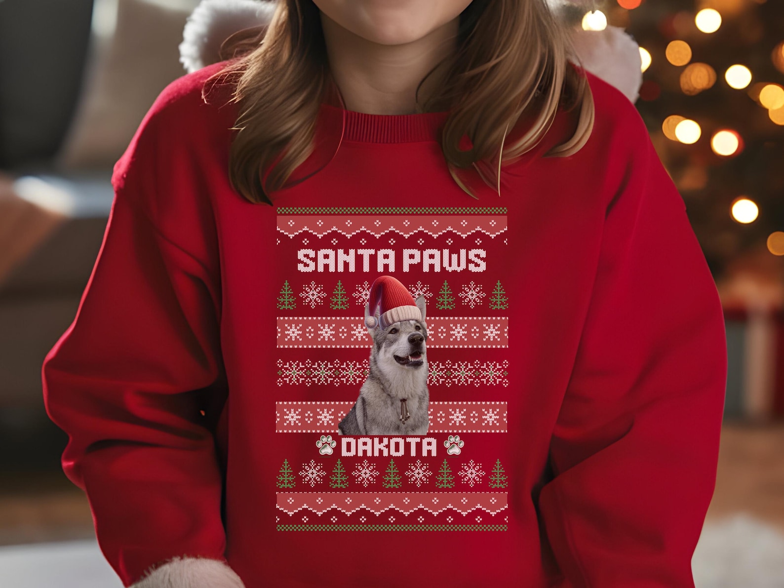 Kids Custom Photo Ugly Sweater | Dog Lover Christmas Shirt for Child