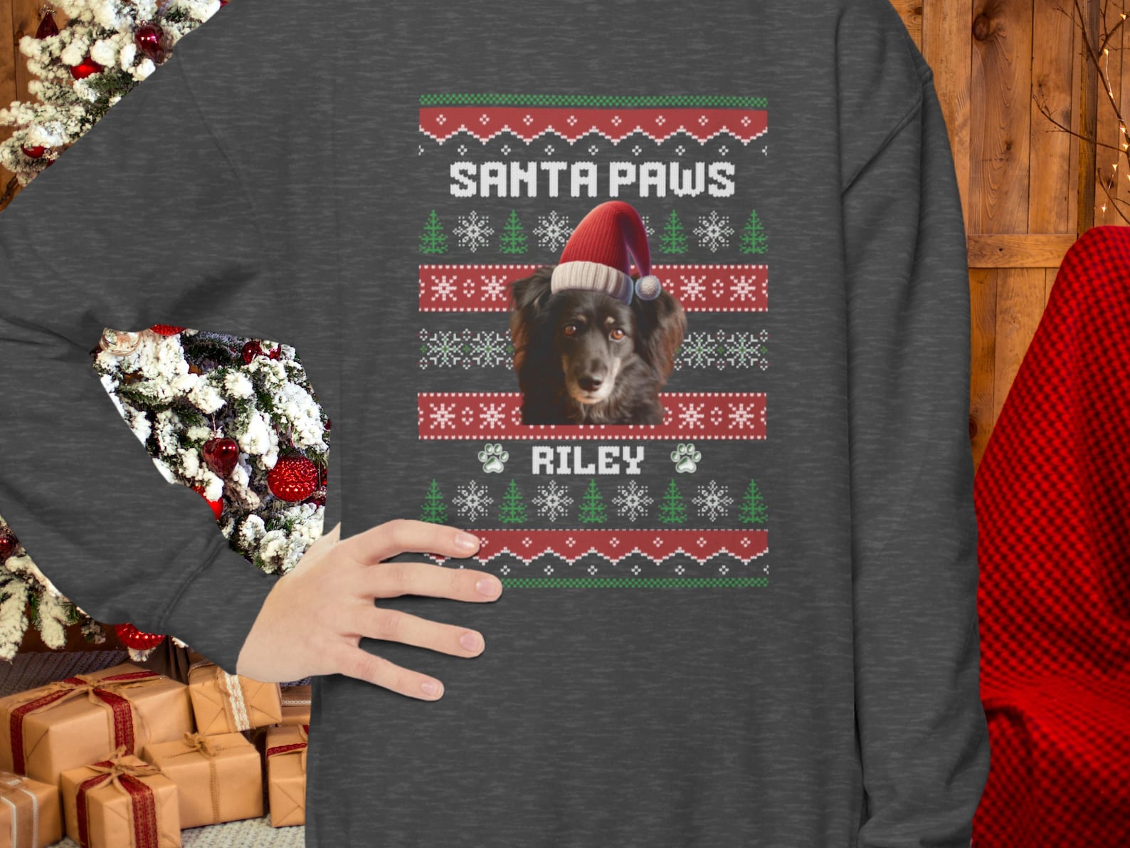 Kids Custom Photo Ugly Sweater | Dog Lover Christmas Shirt for Child