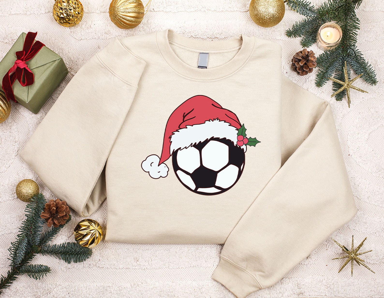 Christmas Soccer Sweatshirt | Christmas Light with Soccer Ball Hoodie