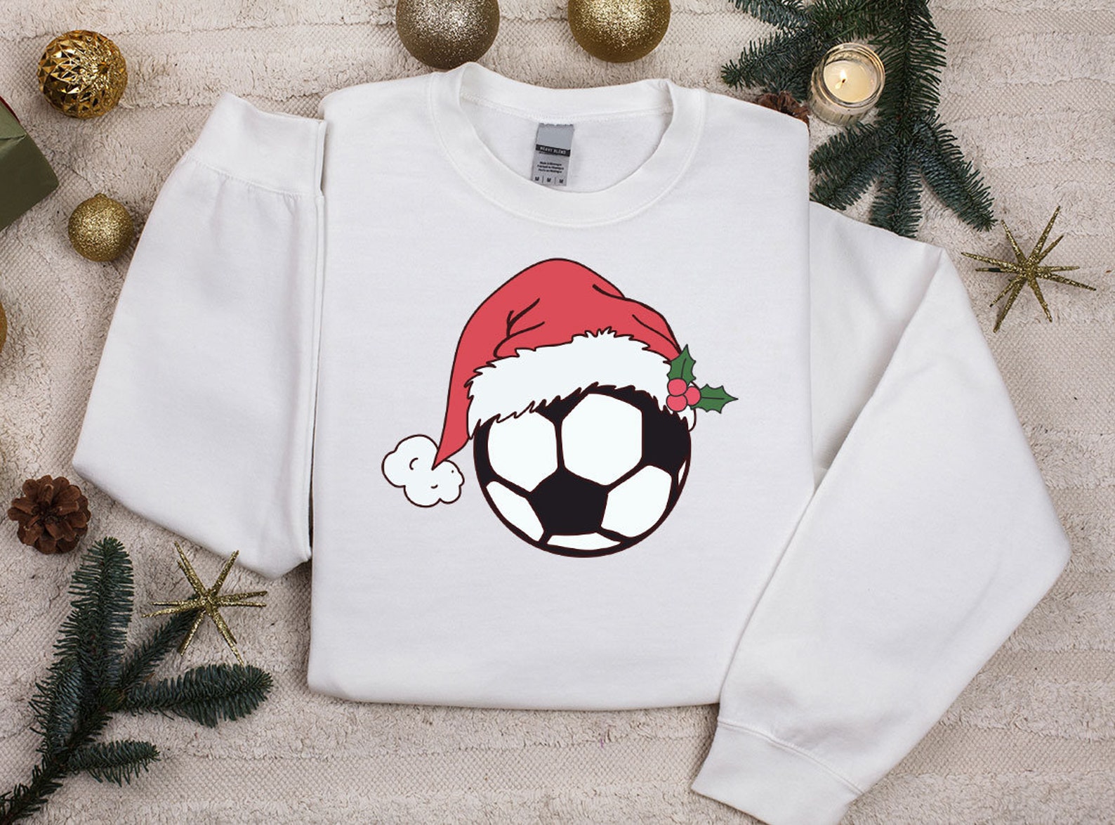 Christmas Soccer Sweatshirt | Christmas Light with Soccer Ball Hoodie