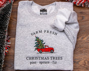 Christmas trees sweatshirt | farm fresh xmas tree jumper