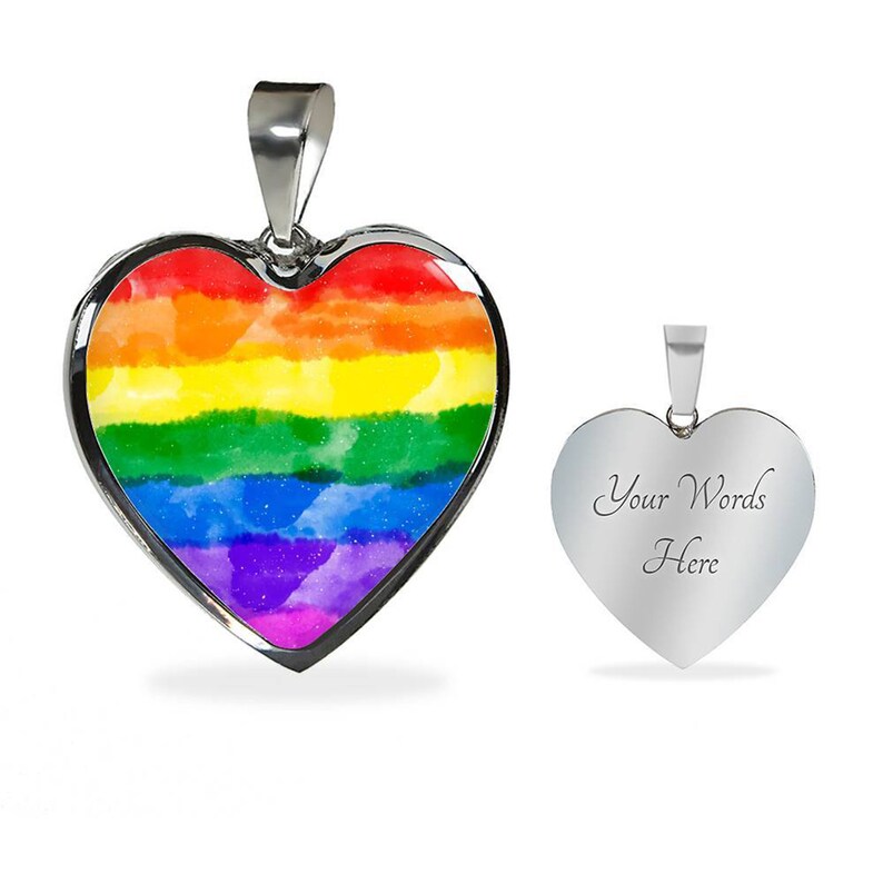 LGBT Necklace LGBT Jewelry Gay pride pendant Rainbow Heart Shaped Necklace