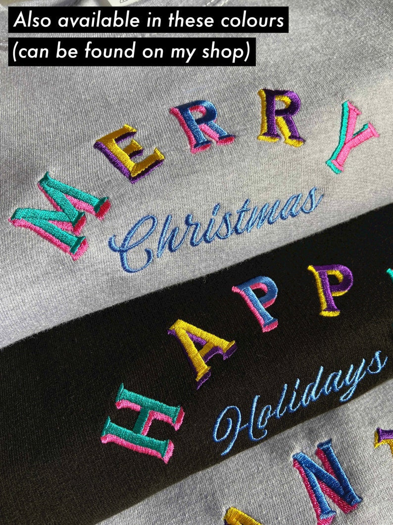 Retro Merry Christmas Embroidered Jumper | Holidays Sweater | Embroidery