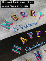 Retro Merry Christmas Embroidered Jumper | Holidays Sweater | Embroidery