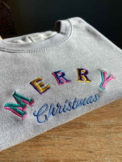 Embroidered Merry Christmas Sweatshirt | Embroidery|0 90s 80s Festive Gift