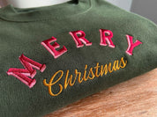 Retro Merry Christmas Embroidered Jumper | Holidays Sweater | Embroidery