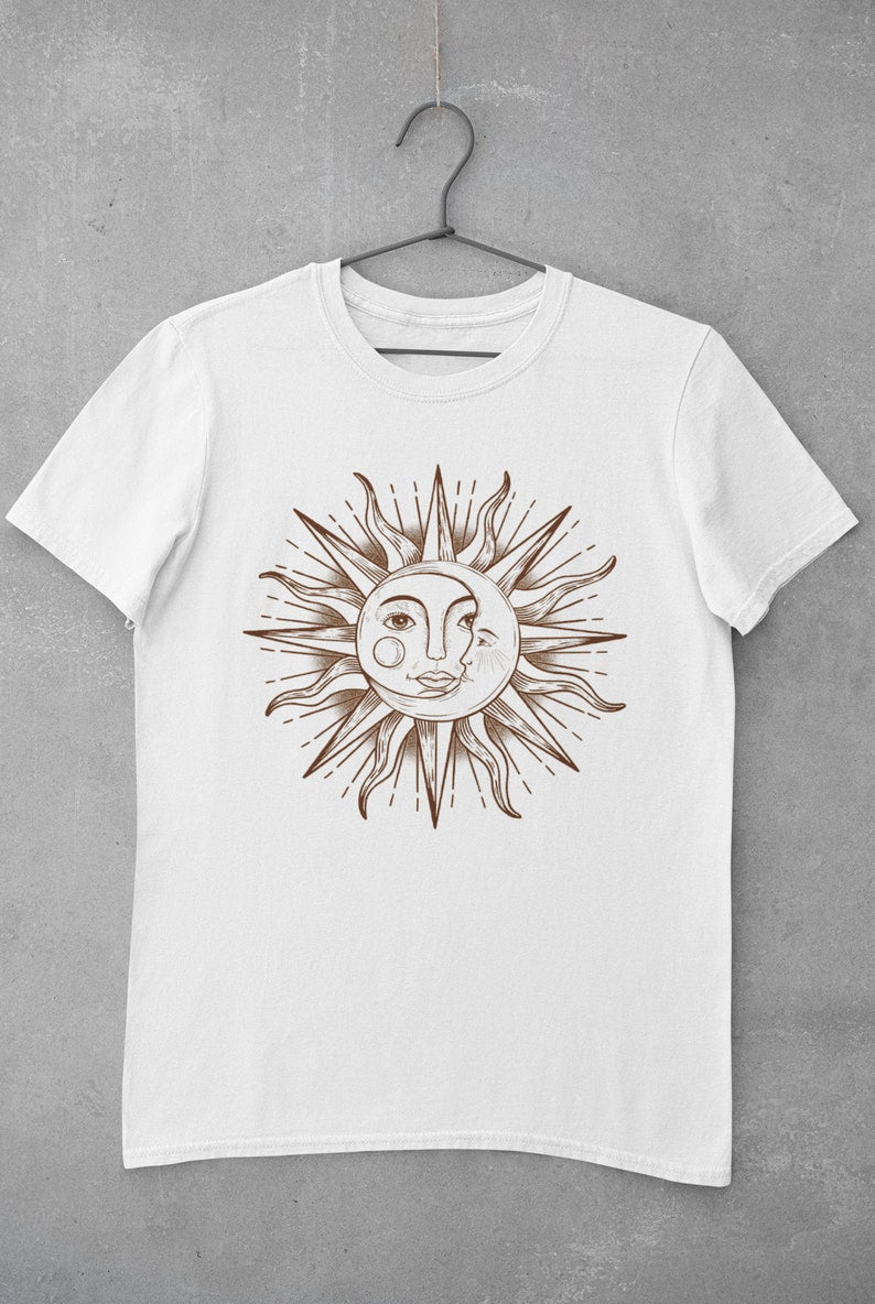 Vintage Aesthetic Sun Moon Tshirt • 60s 70s 80s Style shirt