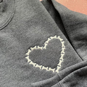 Glow in the Dark Skeleton Heart Embroidered Sweatshirt