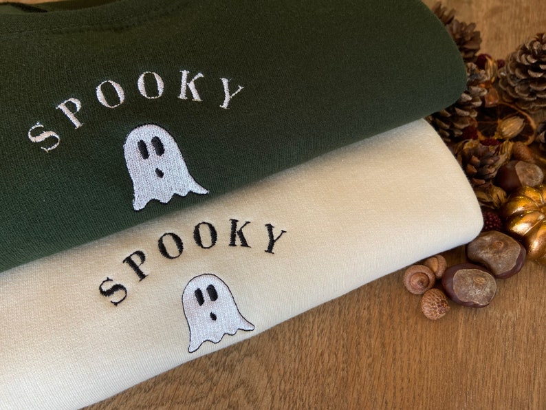 Spooky Ghost | Halloween Sweatshirt | Autumn Clothing |  Embroidery