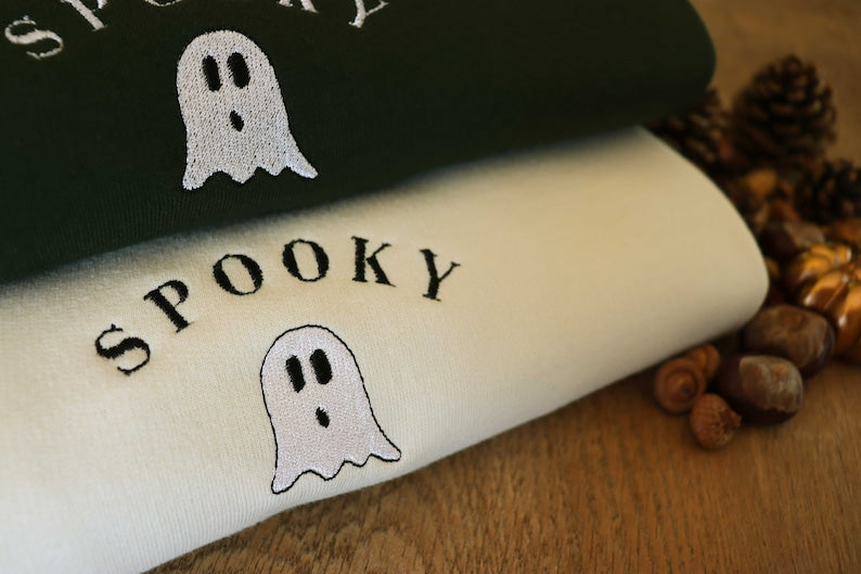 Spooky Ghost | Halloween Sweatshirt | Autumn Clothing |  Embroidery