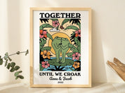 Personalized Couple Print, Custom Frog Illustration
