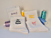 Personalised Custom Embroidered Socks | High Ankle Socks with Text Embroidery