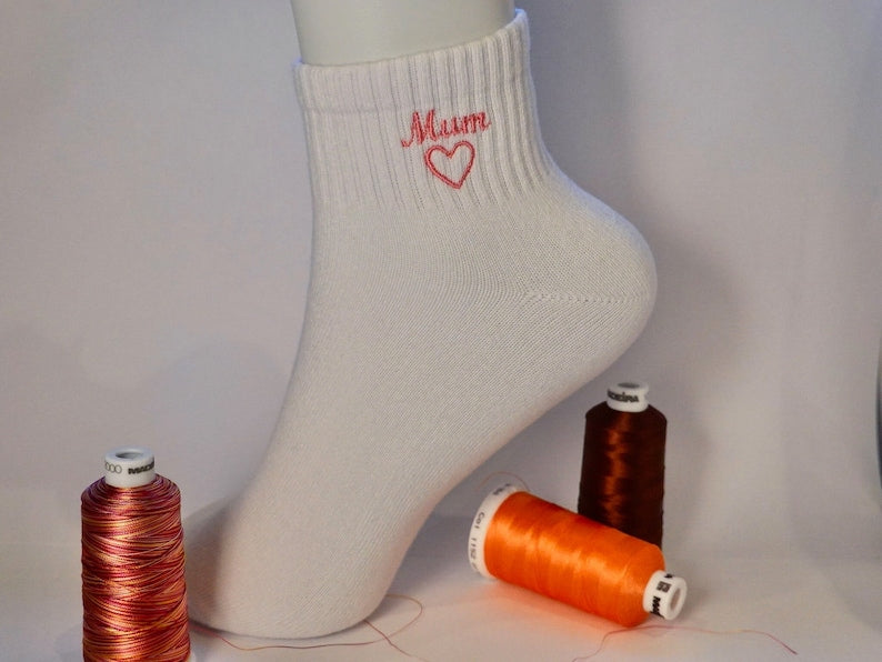 Personalised Custom Embroidered Socks | High Ankle Socks with Text Embroidery