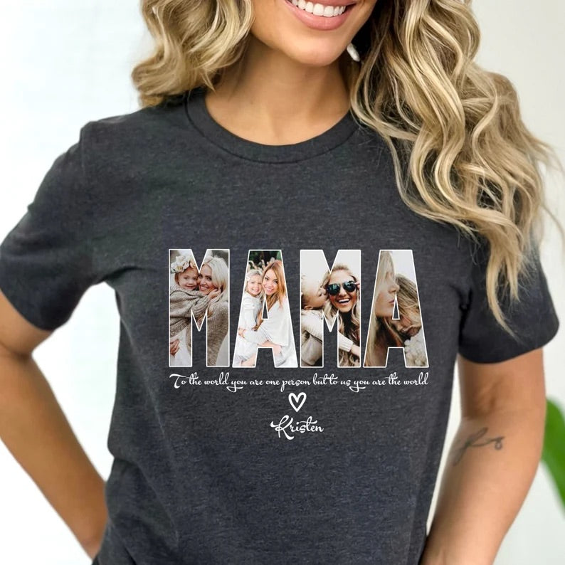 Personalized MAMA Shirt, Custom Mama Photo Shirt Sweatshirt Hoodie