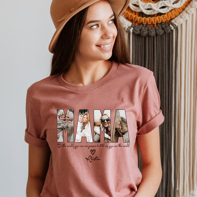 Personalized MAMA Shirt, Custom Mama Photo Shirt Sweatshirt Hoodie