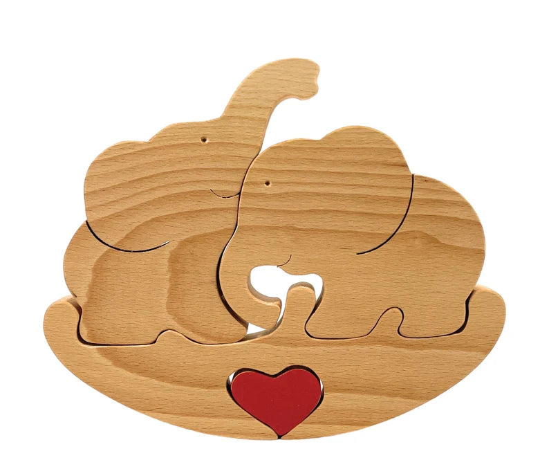 Wooden Elephant Couple Puzzle Toy