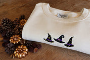 Witch Hats Embroidered Sweatshirt | Halloween |  Autumn Clothing