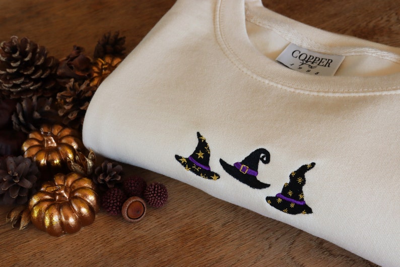 Witch Hats Embroidered Sweatshirt | Halloween |  Autumn Clothing