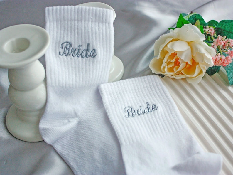 Custom Socks Embroidered Custom Bride Socks Bridesmaid Socks