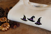 Witch Hats Embroidered Sweatshirt | Halloween |  Autumn Clothing