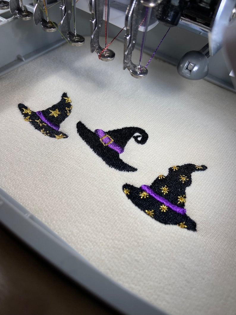 Witch Hats Embroidered Sweatshirt | Halloween |  Autumn Clothing