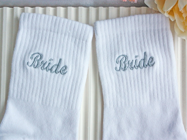 Custom Socks Embroidered Custom Bride Socks Bridesmaid Socks