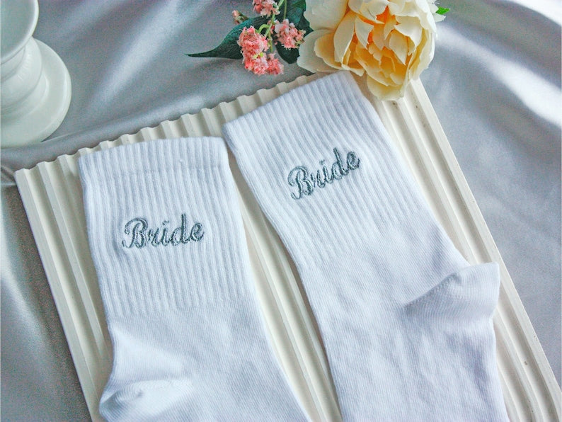 Custom Socks Embroidered Custom Bride Socks Bridesmaid Socks