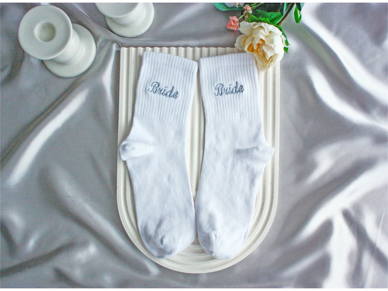 Custom Socks Embroidered Custom Bride Socks Bridesmaid Socks