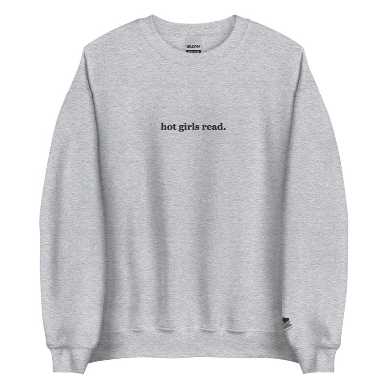 Embroidered Crewneck｜Hot Girls Read Sweatshirt