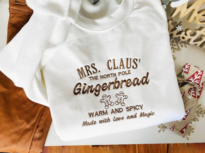 Embroidered Gingerbread Sweatshirt|Christmas Sweatshirts For Women