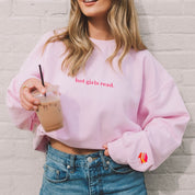 Embroidered Crewneck｜Hot Girls Read Sweatshirt