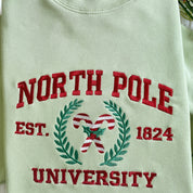 North Pole University Embroidered Sweatshirt | Christmas Embroidered Hoodie