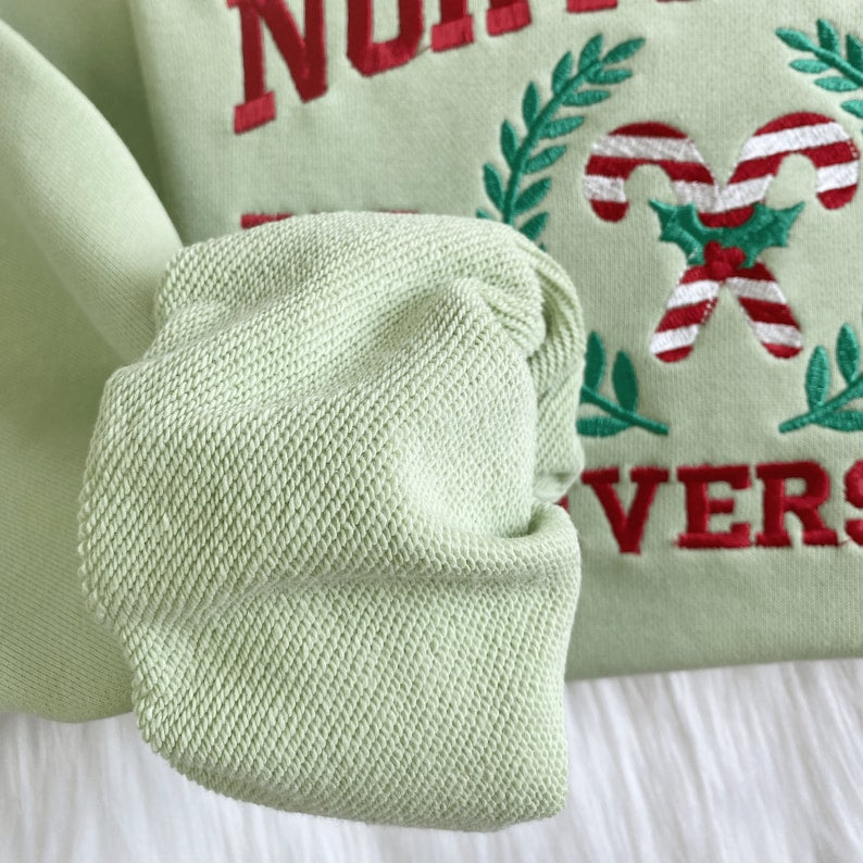 North Pole University Embroidered Sweatshirt | Christmas Embroidered Hoodie