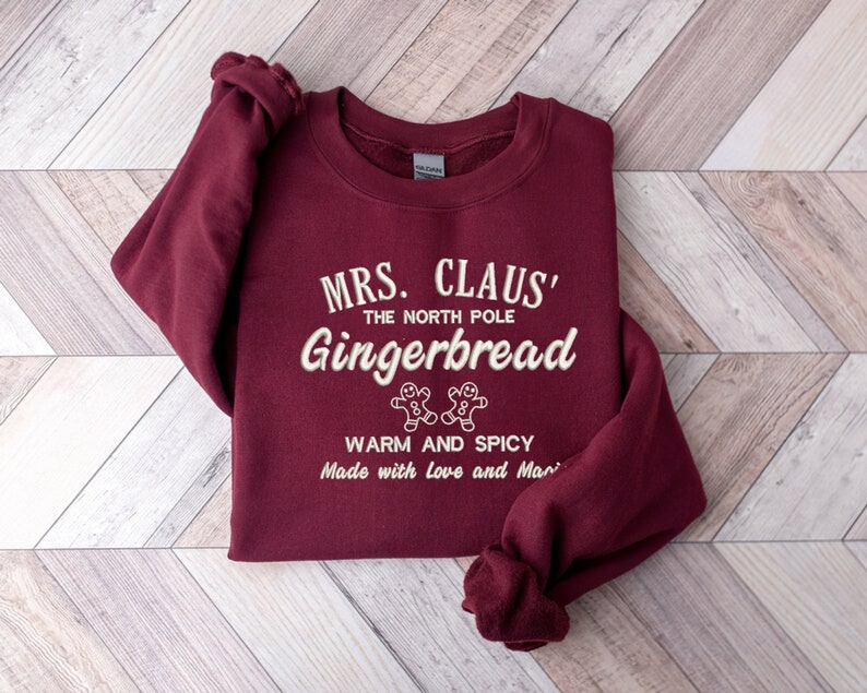 Embroidered Gingerbread Sweatshirt|Christmas Sweatshirts For Women