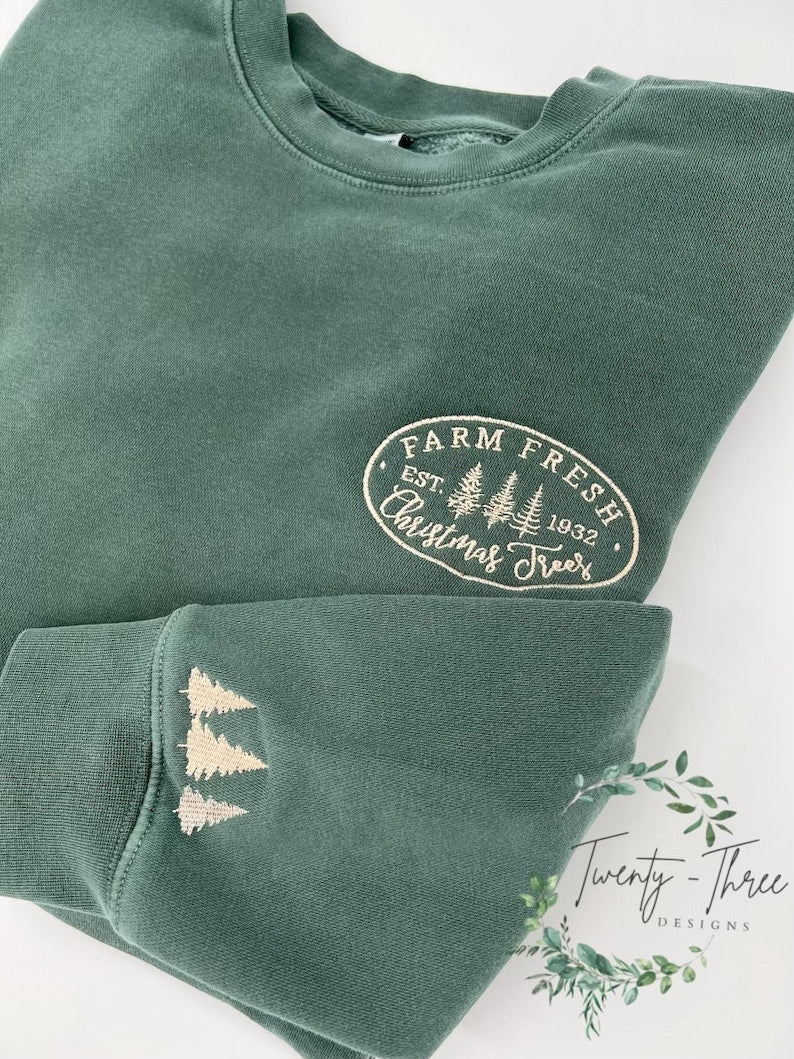 Christmas Tree Farm Embroidered Crewneck