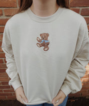 Embroidered Teddy Bear Bow Sweatshirt