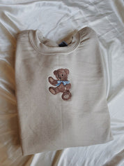 Embroidered Teddy Bear Bow Sweatshirt