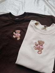 Embroidered Teddy Bear Bow Sweatshirt