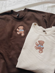 Embroidered Teddy Bear Bow Sweatshirt