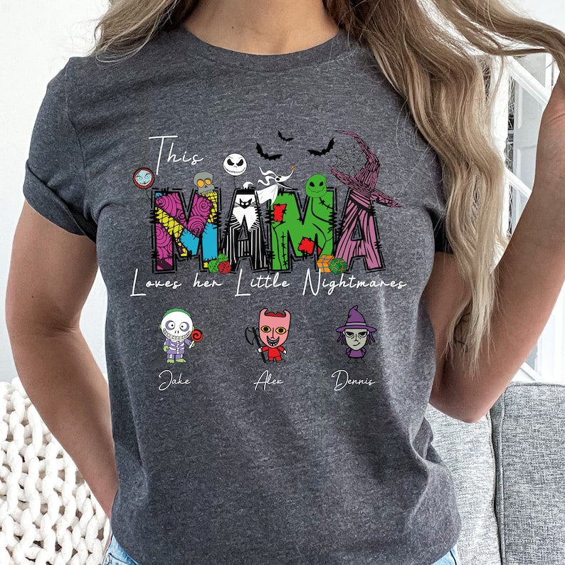 Custom Horror Mama Shirt | This Mama Loves Her Nightmares Personalized T-Shirt