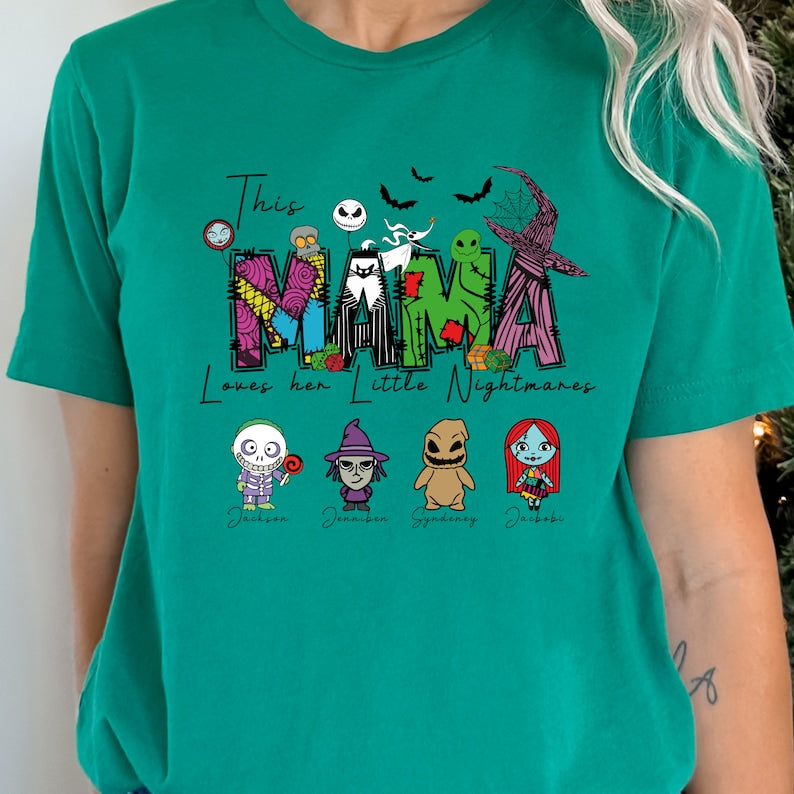 Custom Horror Mama Shirt | This Mama Loves Her Nightmares Personalized T-Shirt