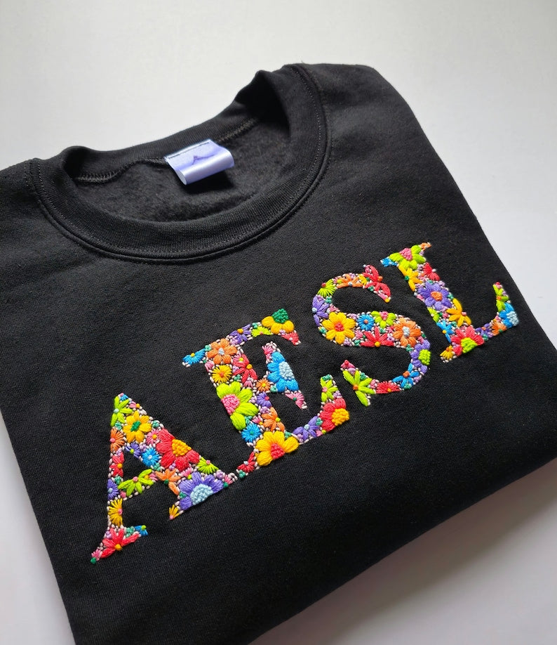 Custom Hand Embroidered Name Sweatshirt | Personalised Hand Embroidered Sweatshirt