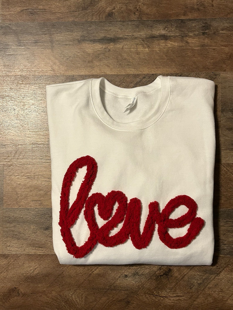 Love Chenille Sweatshirt | Valentine’s Day Sweatshirt