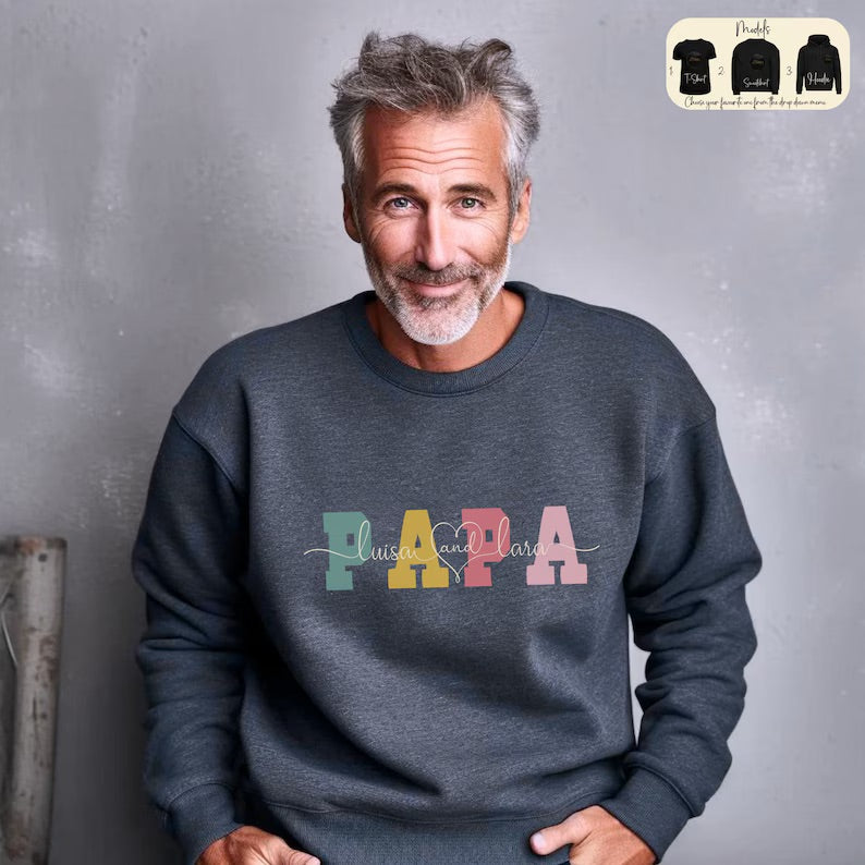 Custom Dad Shirt with Name | Father T-Shirt |  Dad Pregnancy Announcement Sweatshirt | Personalised Gifts | Vintage Dad Shirt