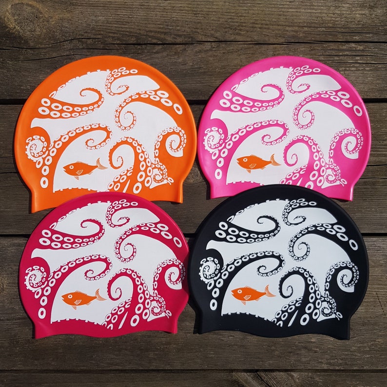 Tentacle Heads - Nancy Farmer swim hat / swim cap, swimmer gift